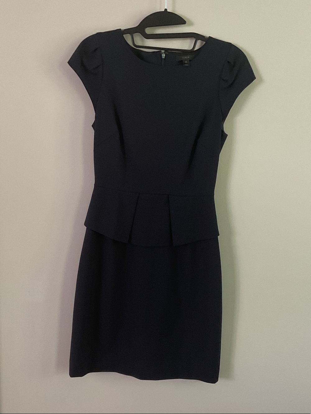 J.Crew Navy Peplum Sheath Dress – Elegant Cap Sleeve Career Dress Size 00